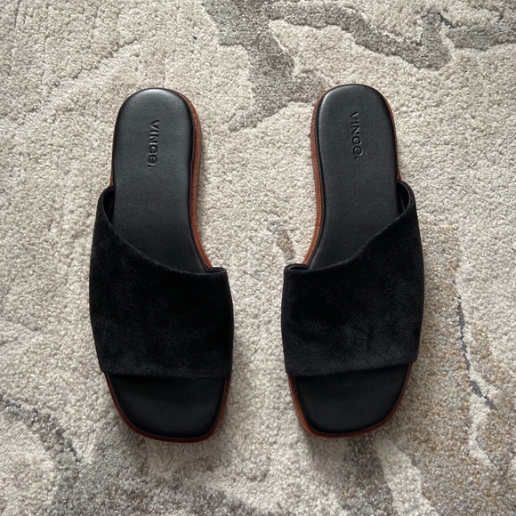 Vince // Canella Leather Suede Mule Slide Sandals // Size 7.5 - Picture 1 of 15